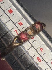 Vintage Gold Filled Ring Red Stones Missing Center Stone Estate Jewelry Size 7