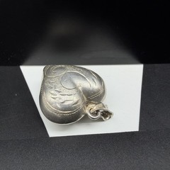 Sterling Silver 925 Etched Scroll Hollow Puffy Heart 29mm Pendant 5.7g