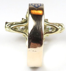 Victorian Old Mine Diamond 1880’s Enamel Engagement Ring 18KY Size 6.25 UK-M