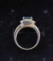 Vtg London Blue Topaz Marcasite Halo Ring sz 7 925 Sterling 4 gm ExcCond Must C