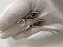 Vintage Sterling Silver London Blue Topaz and Crystal Dangle Earrings