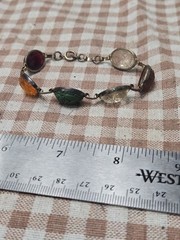 Vintage Egyptian Revival Multi-Stone Scarab Bracelet Carved Glass Quartz Mid…