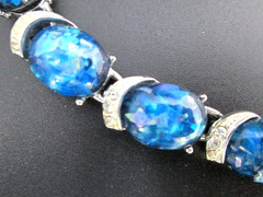 Vintage Coro Blue Confetti Choker Necklace 17in Silver Tone Rhinestone Jewelry