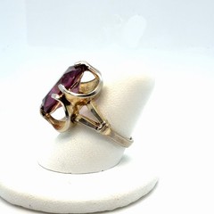 Vintage Joseph Esposito (ESPO) 18K HGE Amethyst Glass Fashion Ring – Size 7