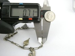 Vintage Unmarked Sterling Silver Paperclip Chain Bracelet with 5 Charms 6.75 In