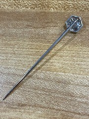 ANTIQUE ART DECO LADY’S 1/4 CT DIAMOND STICK PIN 18K WHITE GOLD GAL CERT EX COND