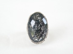 Heavy Sterling Silver 925 Rutilated Quartz Chunky Statement Ring Size 7