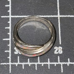 Vintage 925 Sterling Silver Fire Opal Inlay Triple Row Band Ring Size 7