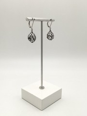 Vintage Sterling Silver Filigree Sphere Ball Leverback Dangle Earrings 3.6g #08
