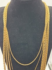 Vintage Monet Gold Tone Multi Strand Chain Necklace 17in Signed Statement