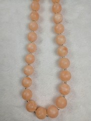 Vintage Peach Satin Glass Beaded Necklace Soft Glow Classic Elegant