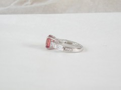 Vintage Sterling Silver 925 Simulated Pink Sapphire Unique Ring Size 7
