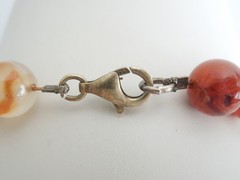 Necklace 925 Silver Gold Plated Agate Beads 55.3 G/Approx. 39 Cm