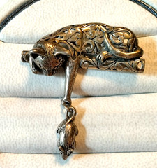 Vintage Jezlaine Sterling Silver Cat Playing with Mouse Brooch (179 – 2679)