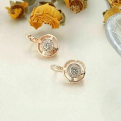 Art Deco Round Cut Lab Created Diamond 14Ct Rose Gold Plated Earrings