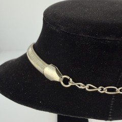 Vintage Silver Tone Brutalist Bib Statement Necklace Hammered Herringbone