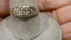 ANTIQUE LADIES 18K WHITE GOLD 40 POINTS TW DIAMOND ENGAGEMENT RING SZ 6 3/4
