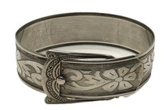 Art Nouveau Sterling Silver Floral Buckle Bracelet Monogram MAM Hallmarked