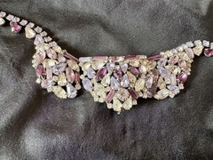 Vintage Signed Hobe’ Parure Amethyst Rhinestone Necklace Bracelet Earrings RARE