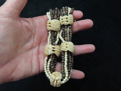 Authentic 1980’s Tribal Buffalo Bone w/Coconut Bead Multi Strand Necklace