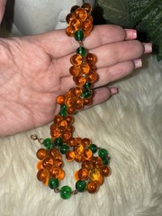 Louis Rousselet Rare Gorgeous Gripoix Green & Amber Glass In 25 Inches Long! D5