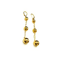 Vintage 3″ Gold Puffed Ball Drop Earrings | 1/20 14K Gold Filled | Handcrafted