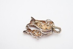 Vintage Jezlaine Sterling Silver 925 Cat Mouse Brooch Pin