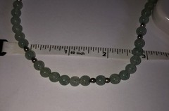 Natural Green Jadeite Jade Bead 16” Necklace Gold Tone Clasp