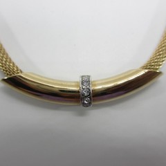 Vintage Mesh Necklace Rhinestone Accents Signed Avon Choker 15 Inch