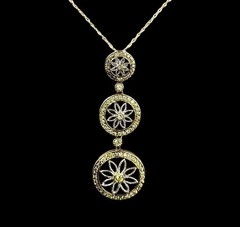 Sterling Silver Gold Overlay Peridot Stone Flower Pendant Necklace