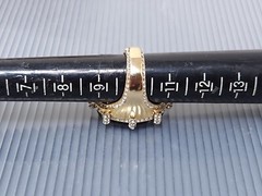 Vintage Akkad Cocktail Bronze band Black Cabachon Rhinestone Ring size 10