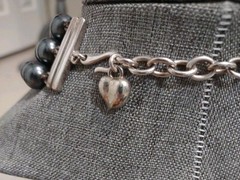 Carol Lee Dark Grey Individually Knotted Baroque Pearl Three Row Necklace 17 In