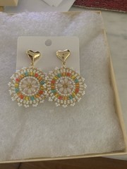 Handmade beaded earrings with post drop pierced.