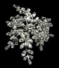 Vintage Rhinestone Floral Brooch Massive Pin Austria ? Costume Jewelry