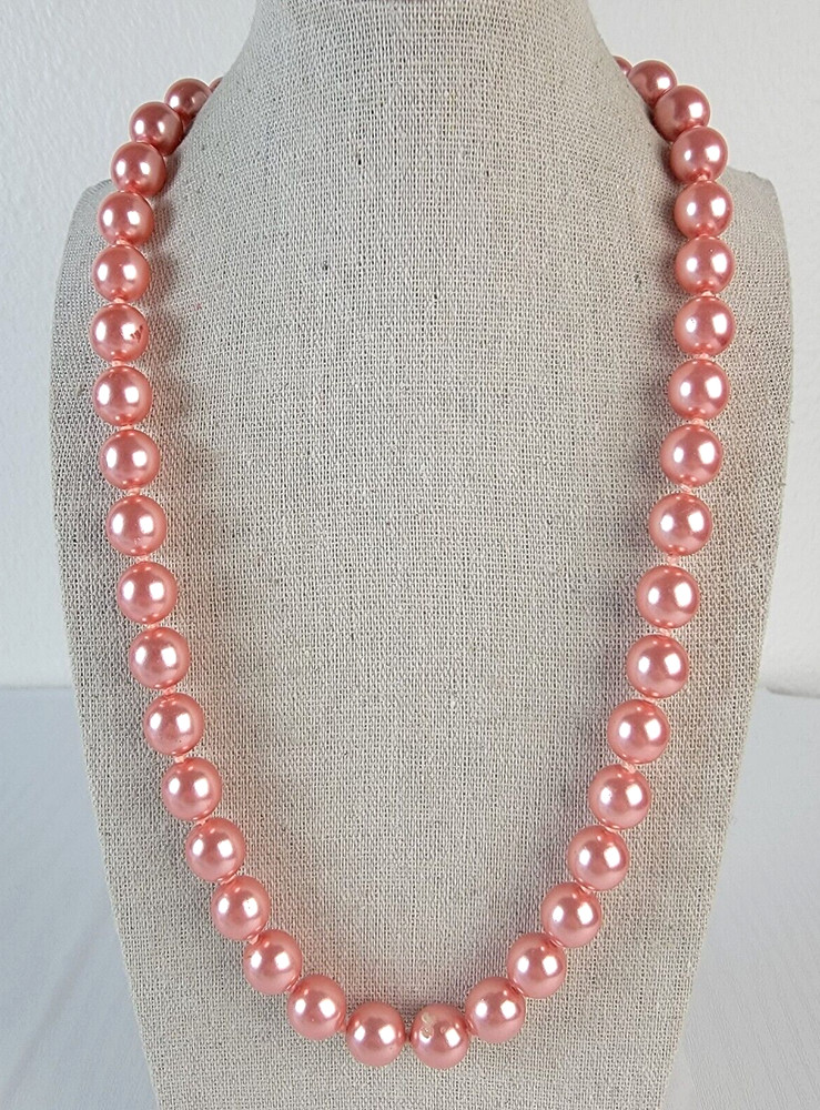 Joan Rivers Pink Faux-Pearl Czech Republic Glass Bead Necklace 30 In Gold Tone