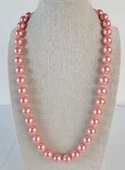 Joan Rivers Pink Faux-Pearl Czech Republic Glass Bead Necklace 30 In Gold Tone