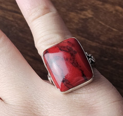 Vintage 925 Sterling Silver Red Jasper Statement Ring Size 7 – 7.13g