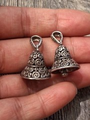 Vintage Sterling Silver Ringing Bell Pendants/ Charms X2