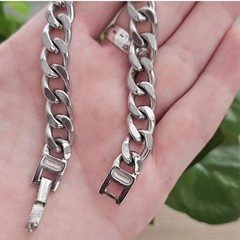 Vintage Monet Silver Tone Chain Bracelet (19cm) & Biche de Bere Brutalist (20cm)