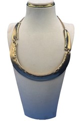 Vintage P&Y Brushed Gold‑Tone U‑Shaped Choker Necklace • Chic Retro Modernist