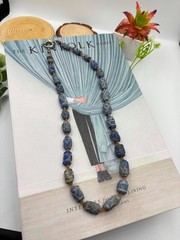 Vintage Natural Lapis Lazuli & Agate Bead Necklace – Authentic Earth Minerals
