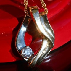 14k multi tone gold pendant 0.24ct natural diamond 0.93″ slide charm 5.70g N3645
