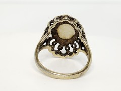 Vintage 14KHGE Gold Plated Ring with White Opal Gemstone – Cracked Stone, READ
