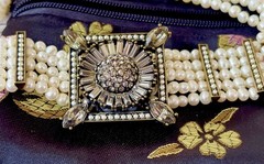 VTG Honora Glass Pearl Opera Choker~Smoky Lavender Crystal Centerpiece~1990s