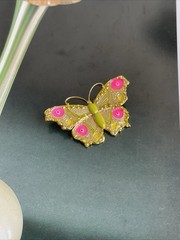 Vintage signed ART Arthur Pepper enamel butterfly brooch pink green