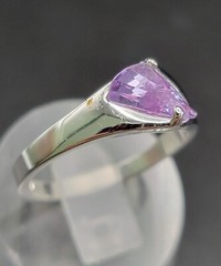 18K Gold Filled Purple Gemstone Ring Modern Statement Silver Tone Band