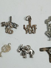 Lot 6 Vintage Bracelet Charms Donkey Hairdryer Sweet 16 Love Hairdresser Party