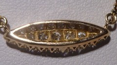 Vintage 14k Yellow Gold Pave Set Clean Shinny Diamonds Eye Shape Necklace