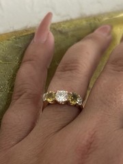 Antique natural diamond💎Canary🍋Sapphires retro RedGold masterpiece