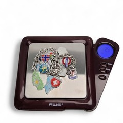 ​VTG Sterling Silver Enamel Travel Shield Charm Bracelet 25g Formosa London Well